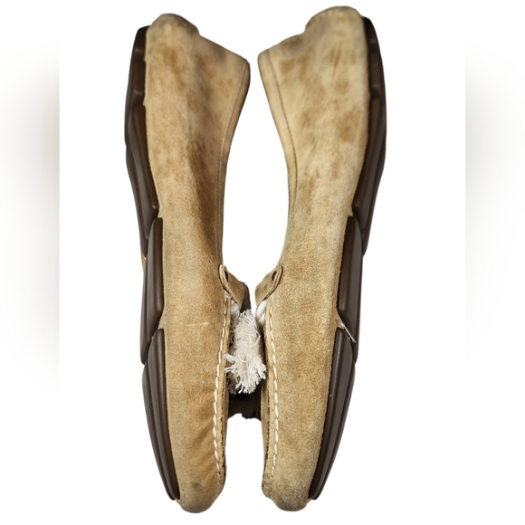 J Crew Loafers Flats Moccasin Suede Leather Bow Tassel Italian Tan Natural 10 - Picture 7 of 15